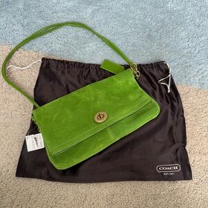Coach Green Suede Shoulder Bag